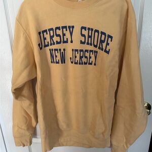 Men's Jersey Shore Crewneck- Yellow with Navy Print